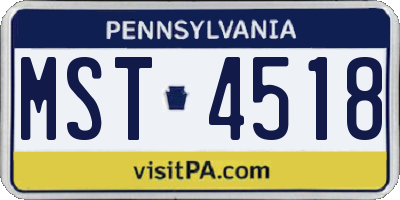 PA license plate MST4518