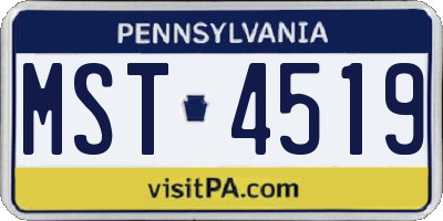 PA license plate MST4519