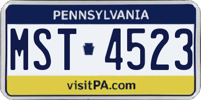 PA license plate MST4523