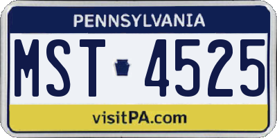 PA license plate MST4525