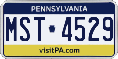 PA license plate MST4529