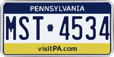 PA license plate MST4534