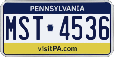 PA license plate MST4536
