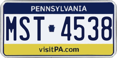 PA license plate MST4538