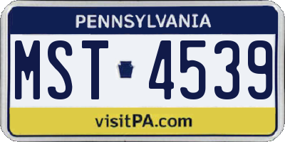 PA license plate MST4539