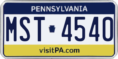 PA license plate MST4540