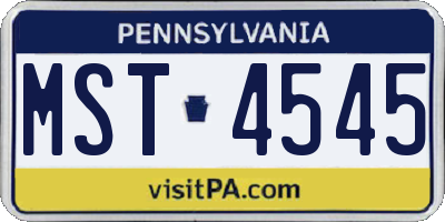 PA license plate MST4545