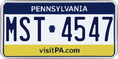 PA license plate MST4547
