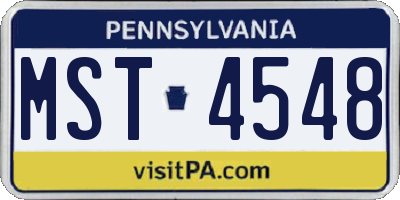PA license plate MST4548