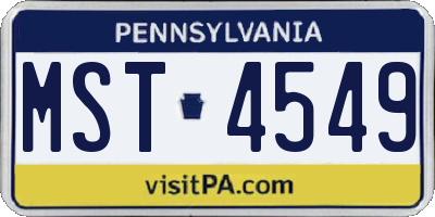 PA license plate MST4549