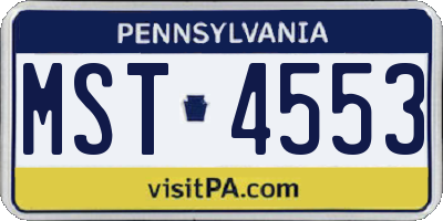PA license plate MST4553