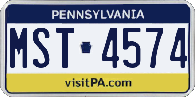 PA license plate MST4574