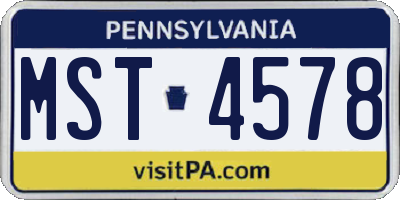 PA license plate MST4578