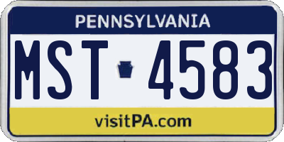 PA license plate MST4583
