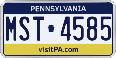 PA license plate MST4585