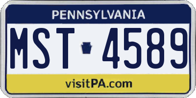 PA license plate MST4589