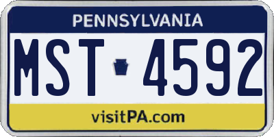 PA license plate MST4592