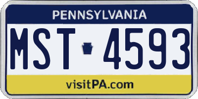 PA license plate MST4593