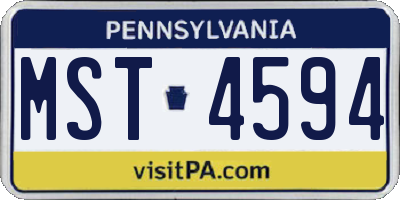 PA license plate MST4594
