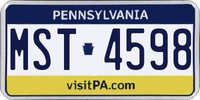 PA license plate MST4598