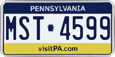 PA license plate MST4599