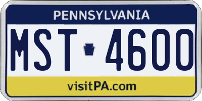 PA license plate MST4600