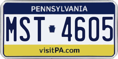PA license plate MST4605