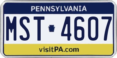 PA license plate MST4607