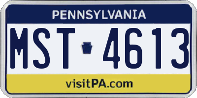 PA license plate MST4613
