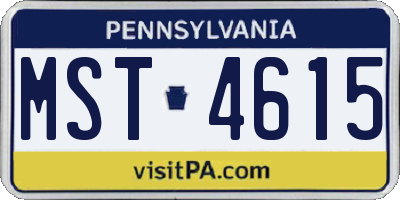 PA license plate MST4615