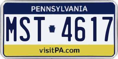 PA license plate MST4617