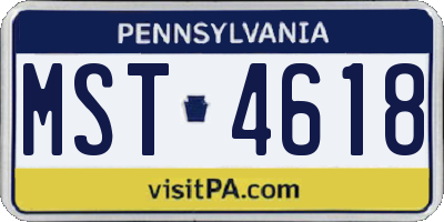 PA license plate MST4618