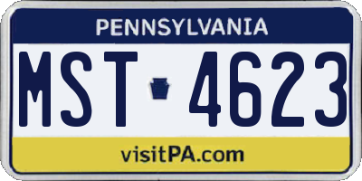 PA license plate MST4623