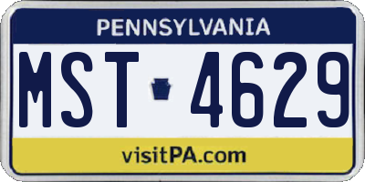 PA license plate MST4629