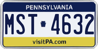 PA license plate MST4632