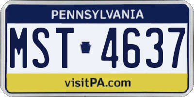 PA license plate MST4637