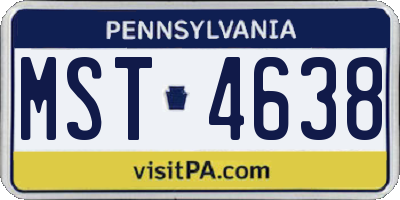 PA license plate MST4638