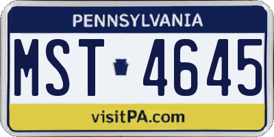 PA license plate MST4645