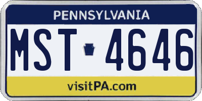 PA license plate MST4646