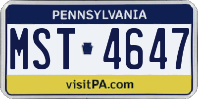 PA license plate MST4647