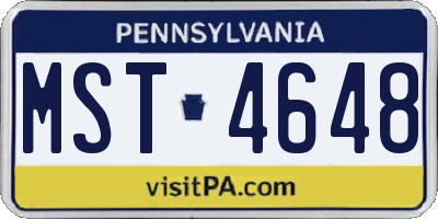 PA license plate MST4648