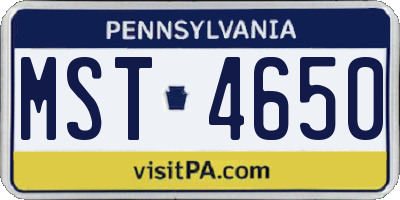PA license plate MST4650