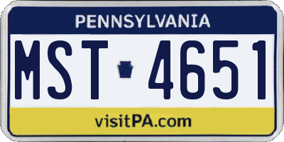PA license plate MST4651