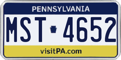 PA license plate MST4652