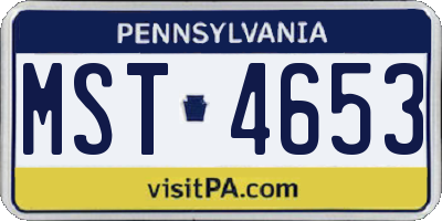 PA license plate MST4653