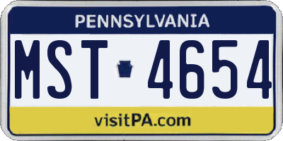 PA license plate MST4654