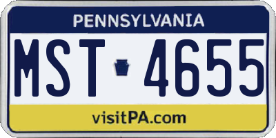 PA license plate MST4655