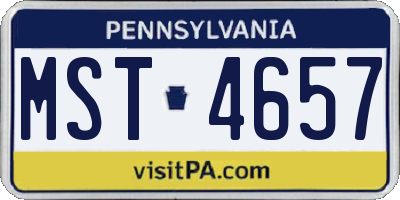 PA license plate MST4657