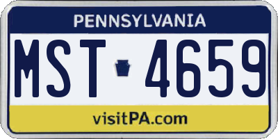 PA license plate MST4659