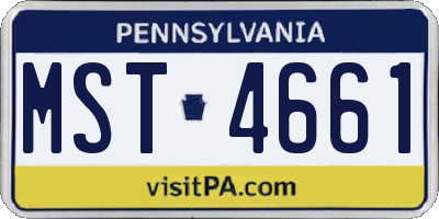PA license plate MST4661